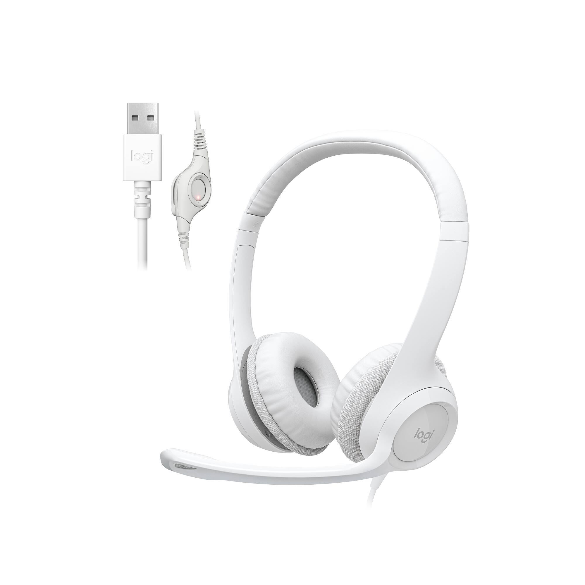 Logitech - H390 Wired USB-A On-Ear Stereo Headphones with Noise Canceling Microphone - Off-White
