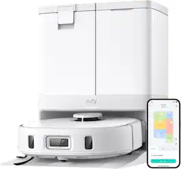 eufy - Robot Vacuum and Mop Combo X10 Pro Omn Auto Mop Washing, Auto Drying, Self-Emptying, All in one station - White