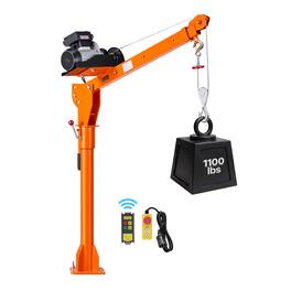 VEVOR - Electric Truck Crane, 1100 lbs Pickup Truck Crane with PA800 Electric Hoist, 360° Rotating Telescopic Boom, Premium - Orange;Black