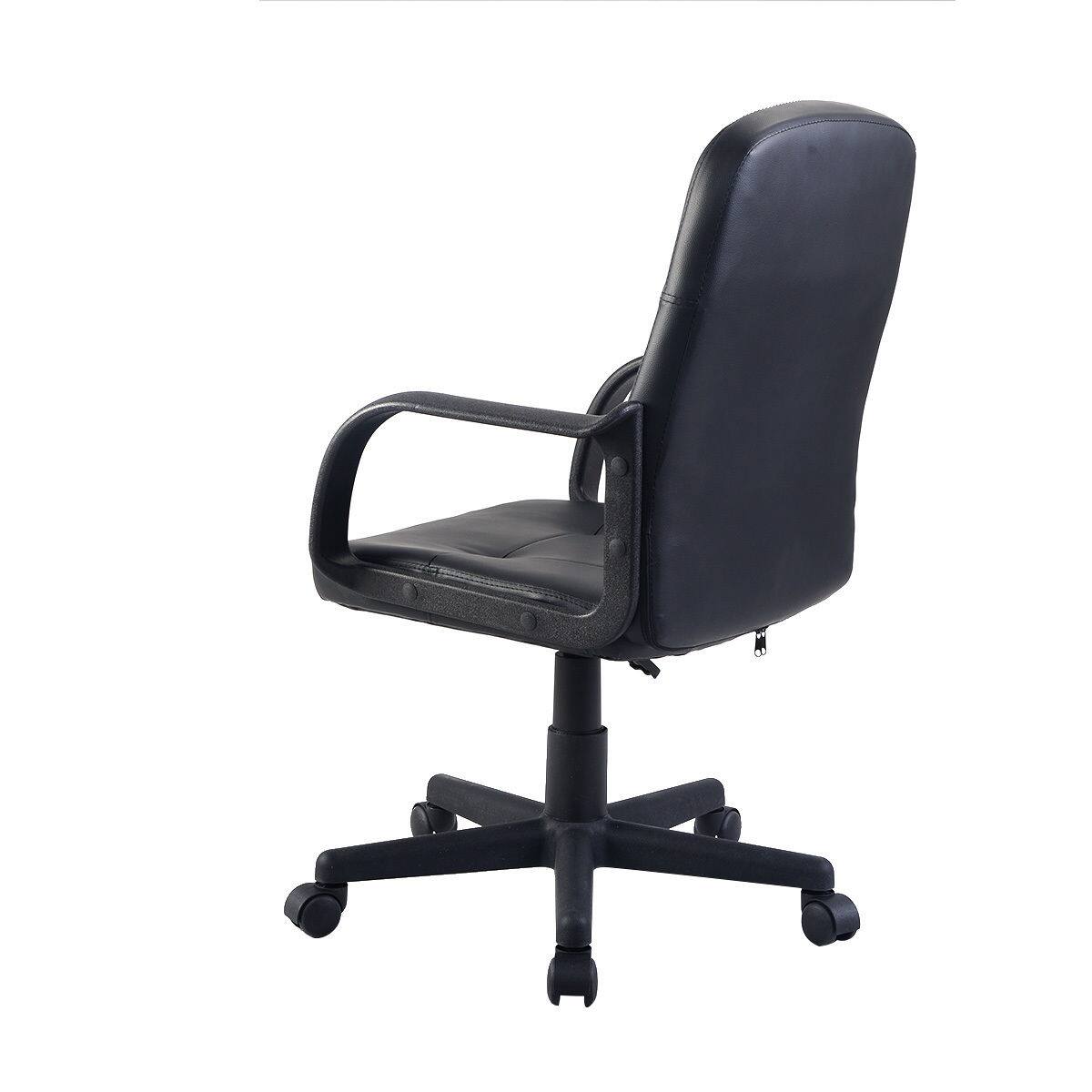 Angle. WELLFOR - PU Leather Ergonomic Midback Office Chair - Black.