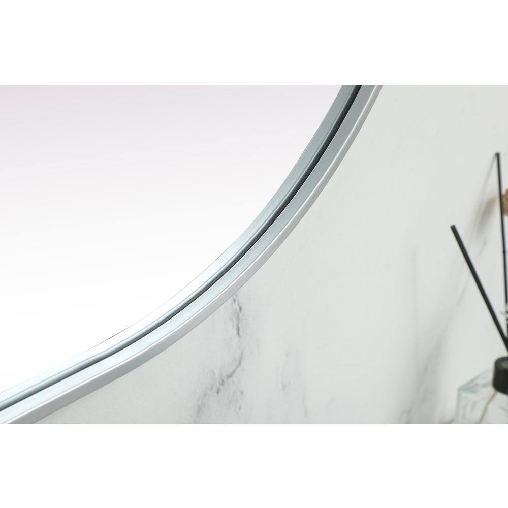 Alt View 2. Elegant Decor - Metal Frame Oval Mirror 24x60 Inch in Silver - Silver.