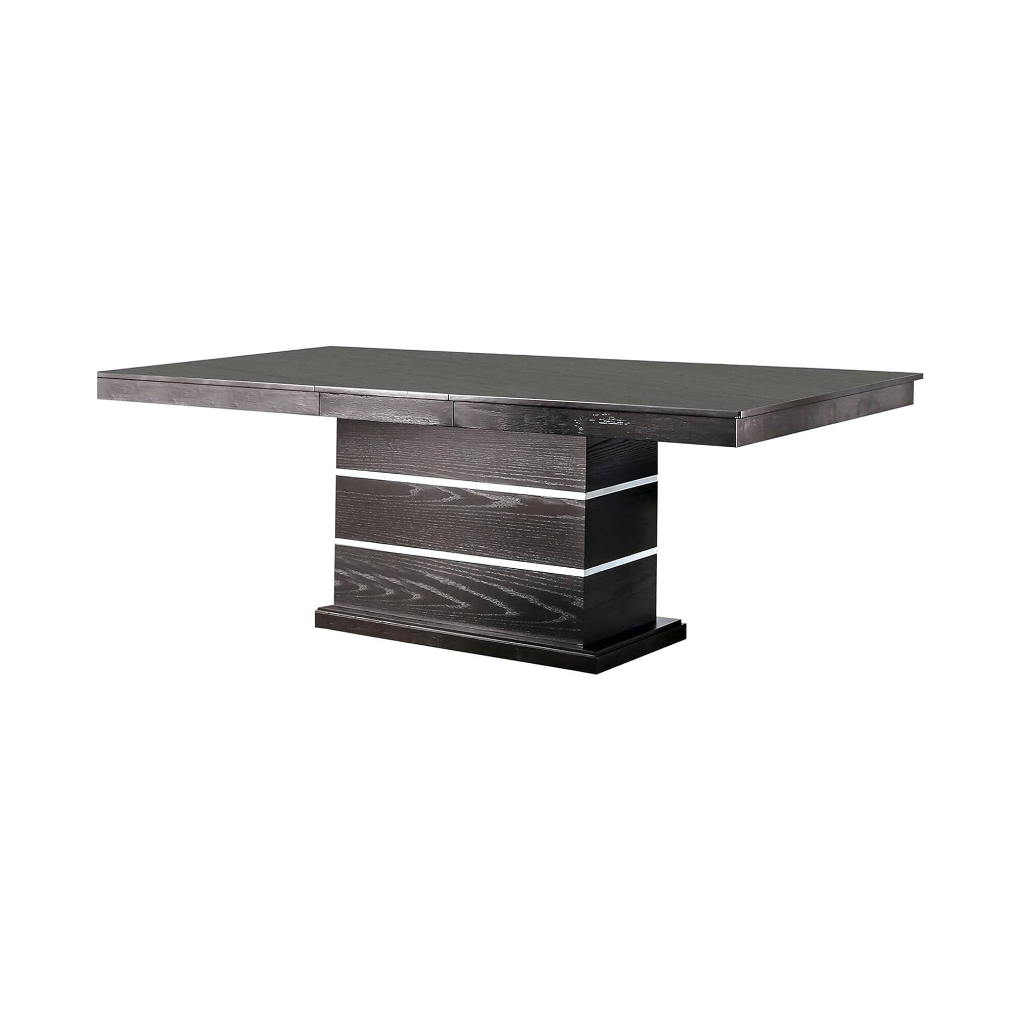 Alt View 2. Manhattan Lane - Keo 7pc Dining Table Set, Beige, Espresso Brown, Extendable 66-84 Inch - Espresso Brown, Beige, Chrome.