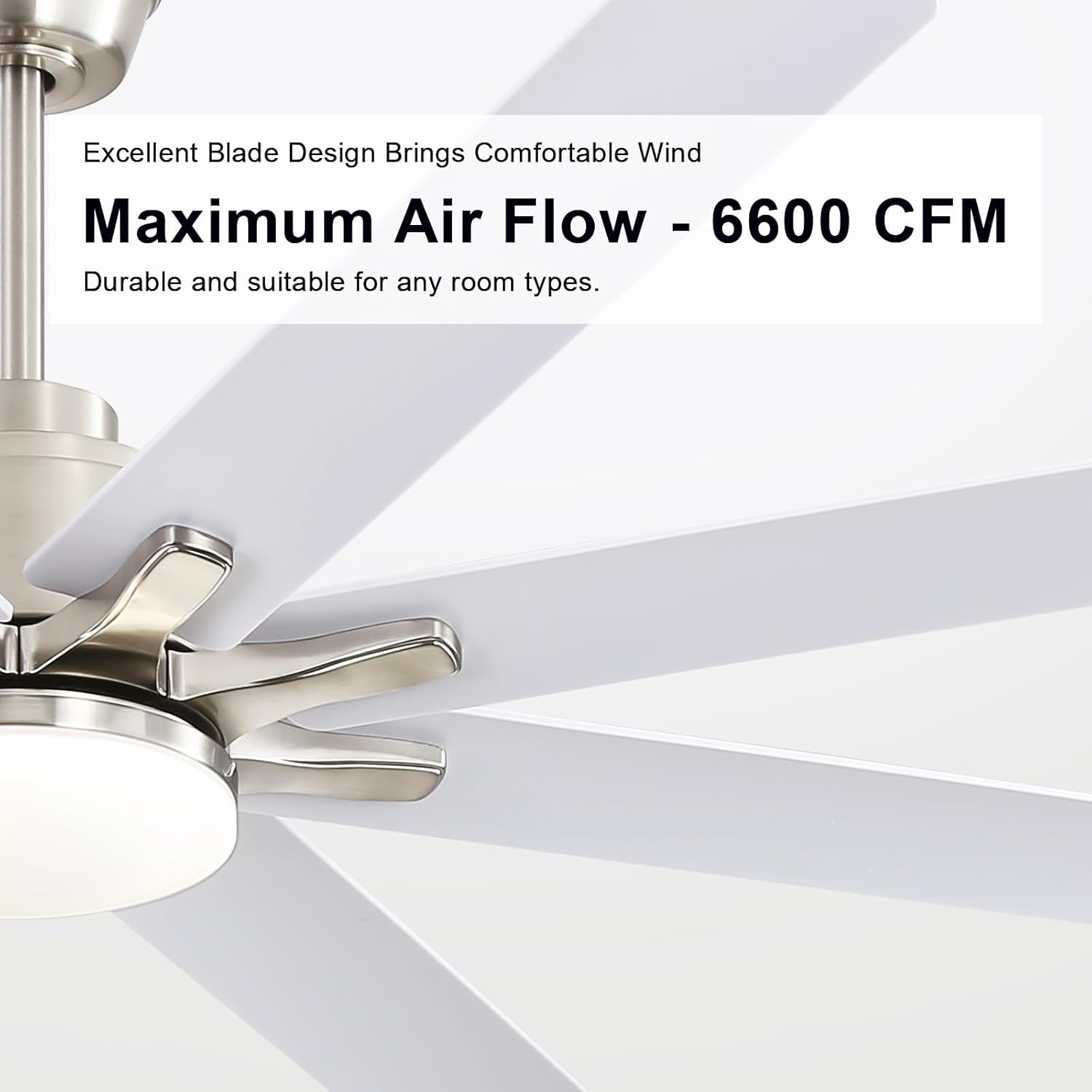 Excellent Blade Design Brings Comfortable Wind

Maximum Air Flow - 6600 CFM

Durable and suitable for any room types.