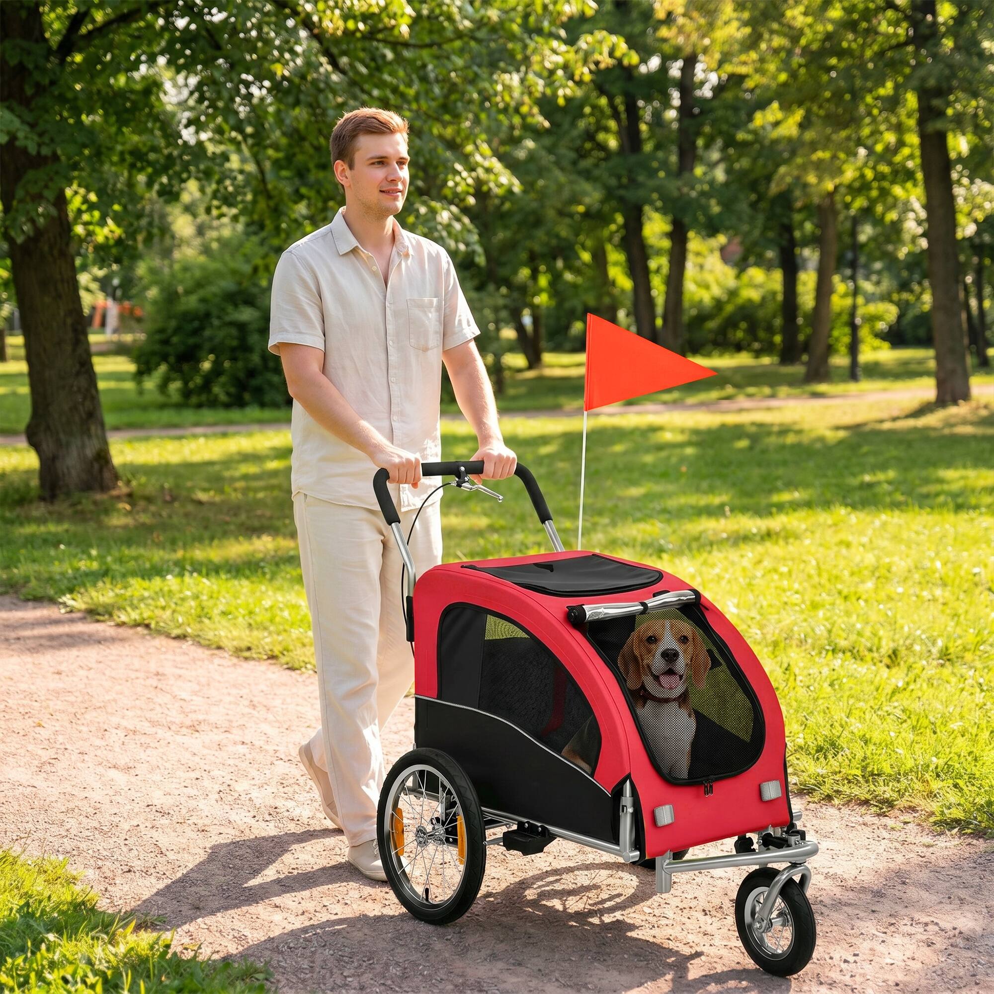Alt View 7. Aosom - in 1 Dog Bike Trailer, Foldable Pet Stroller, Dog Bicycle Trailer with Suspension - Green.