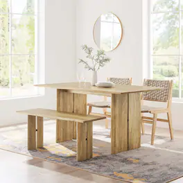 Amistad 60" Wood Dining Table and Bench Set by Modway - Oak