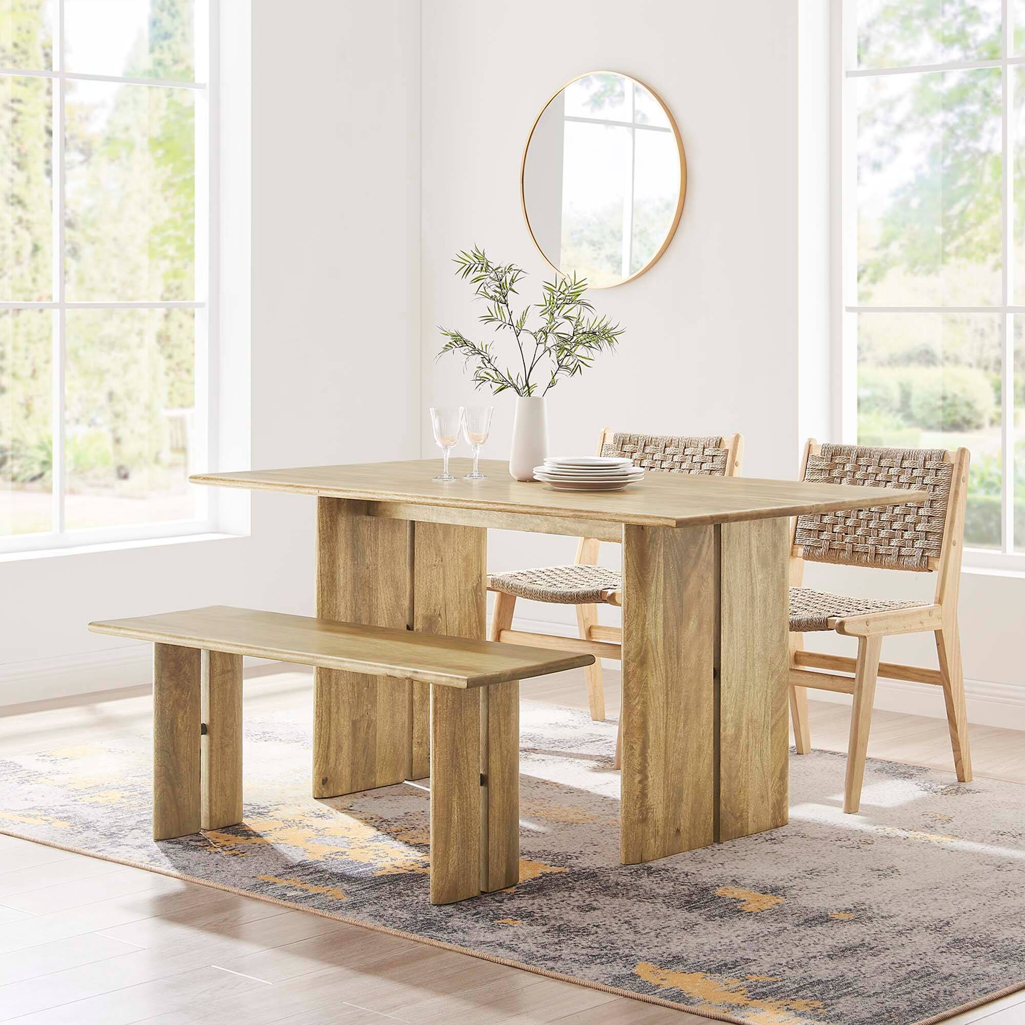 Front. Modway - Amistad 60" Wood Dining Table and Bench Set by Modway - Oak.