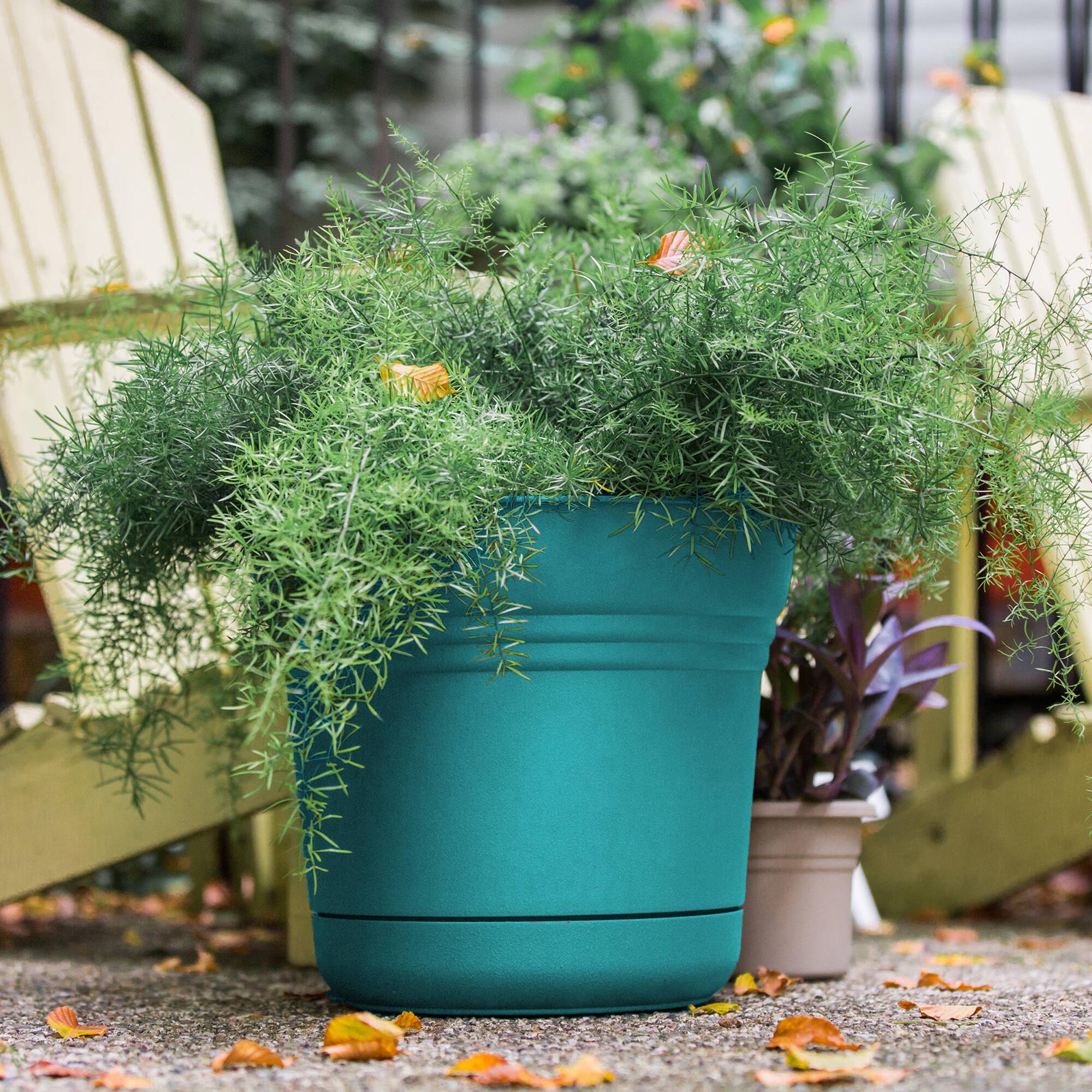 Alt View 5. Bloem - Bermuda Teal 10" - Saturn Pot Planter.