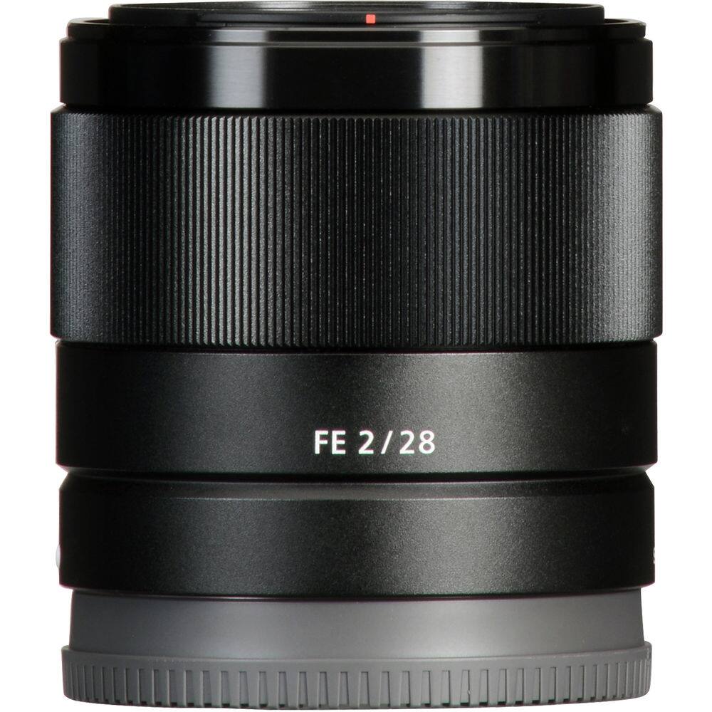 Back. Sony - Sony FE 28mm f/2 Lens (SEL28F20) + Filter Kit + Lens Pouch + Cap Keeper + More - Bundle - Black.
