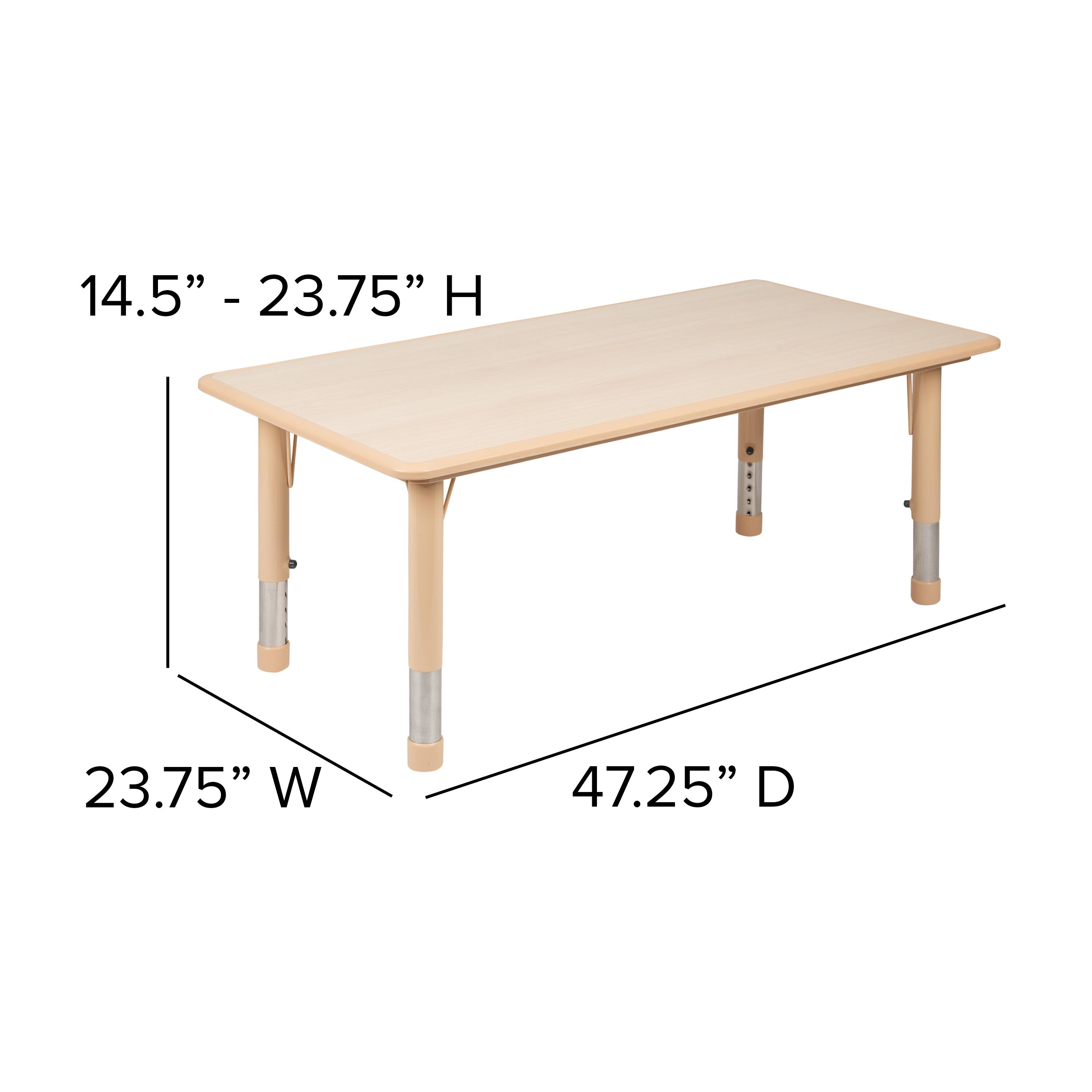 Alt View 13. Alamont Home - Wren 23.625"W x 47.25"L Natural Plastic Adjustable Activity Table-School Table for 6 - Natural.