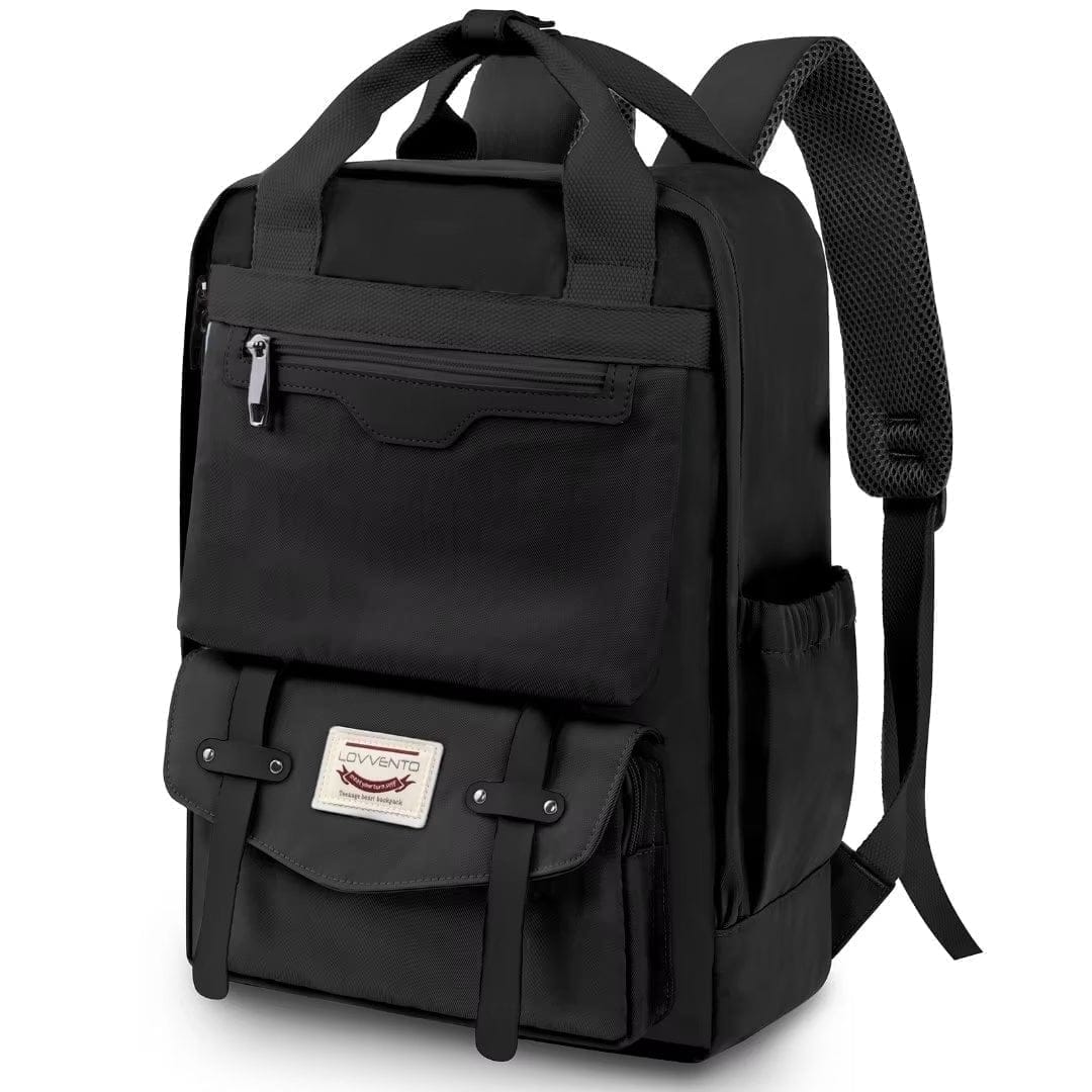 Wikistore - Cute Laptop Backpack for 15.6 Inch Laptop Lightweight School College Casual Travel Backpack - Black