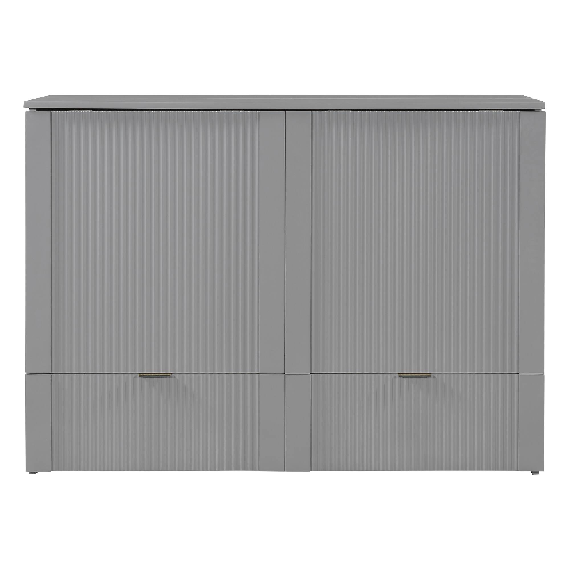 Alt View 2. Tiramisubest - Full Size Murphy Bed with Drawer, Sockets, USB & Pulley, Gray - Gray.