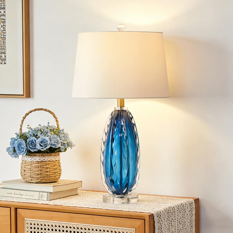 partphoner - Modern Dark Glass Table Lamp - Blue