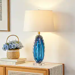 partphoner - Modern Dark Glass Table Lamp - Blue
