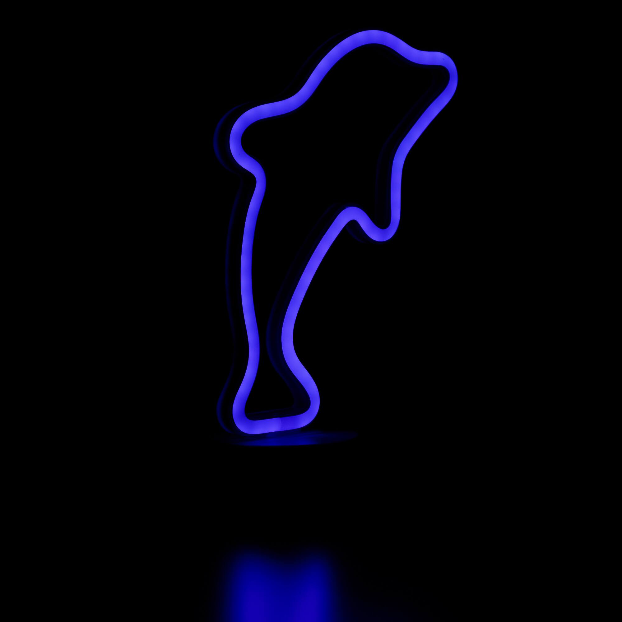 Alt View 3. Northlight - LED Dolphin Neon Table Light - 10.25" - Blue.