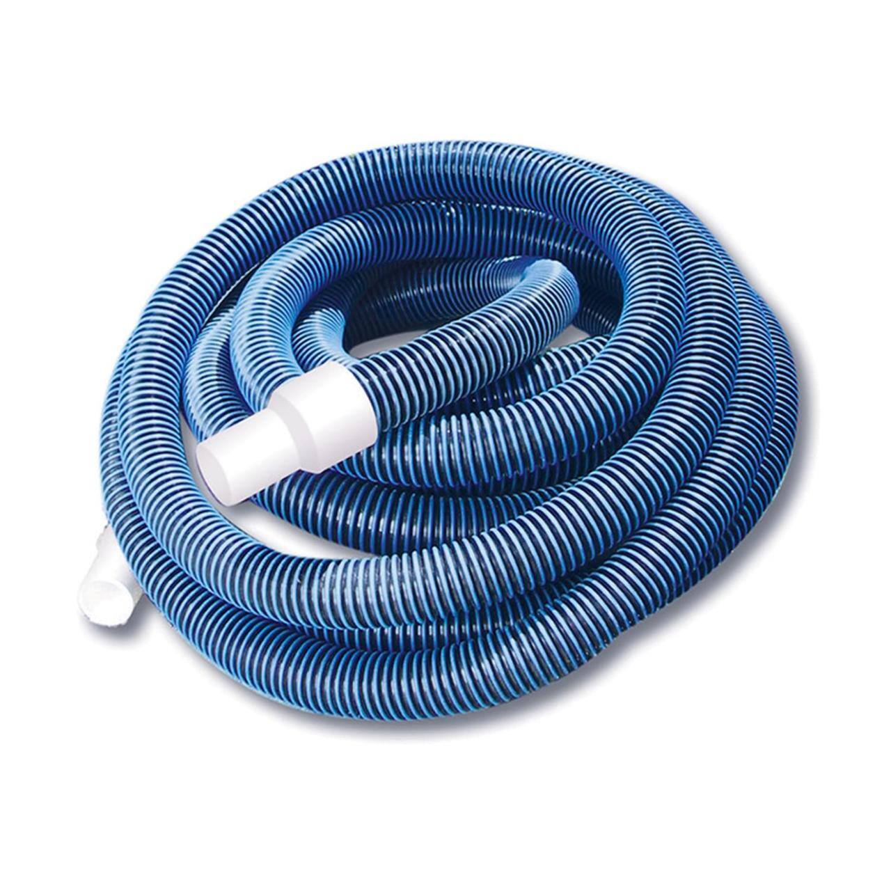 Front. Pool Central - 40' x 1.5" Spiral Wound EVA Pool Vacuum Hose with Cuff - Blue.