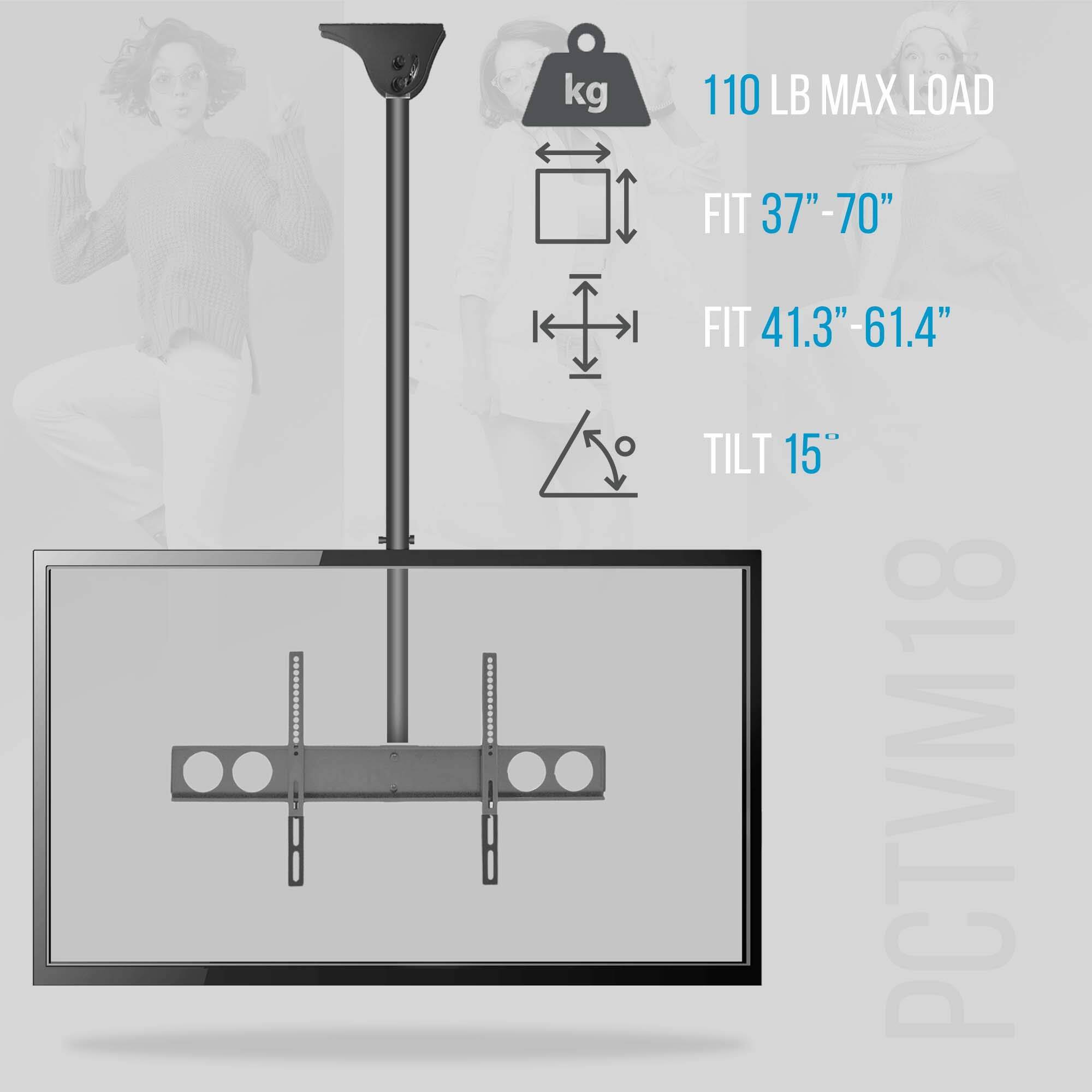110 LB MAX LOAD  
FIT 37"–70"  
FIT 41.3"–61.4"  
TILT 15°
