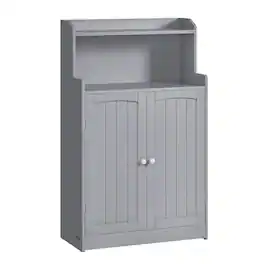 Songmics Home - 39.4-Inch Tall Storage Cabinet, Floor Cabinet with 2 Doors, 2 Adjustable Shelves, Freestanding, for Bathroom, Kitchen - Dove Gray