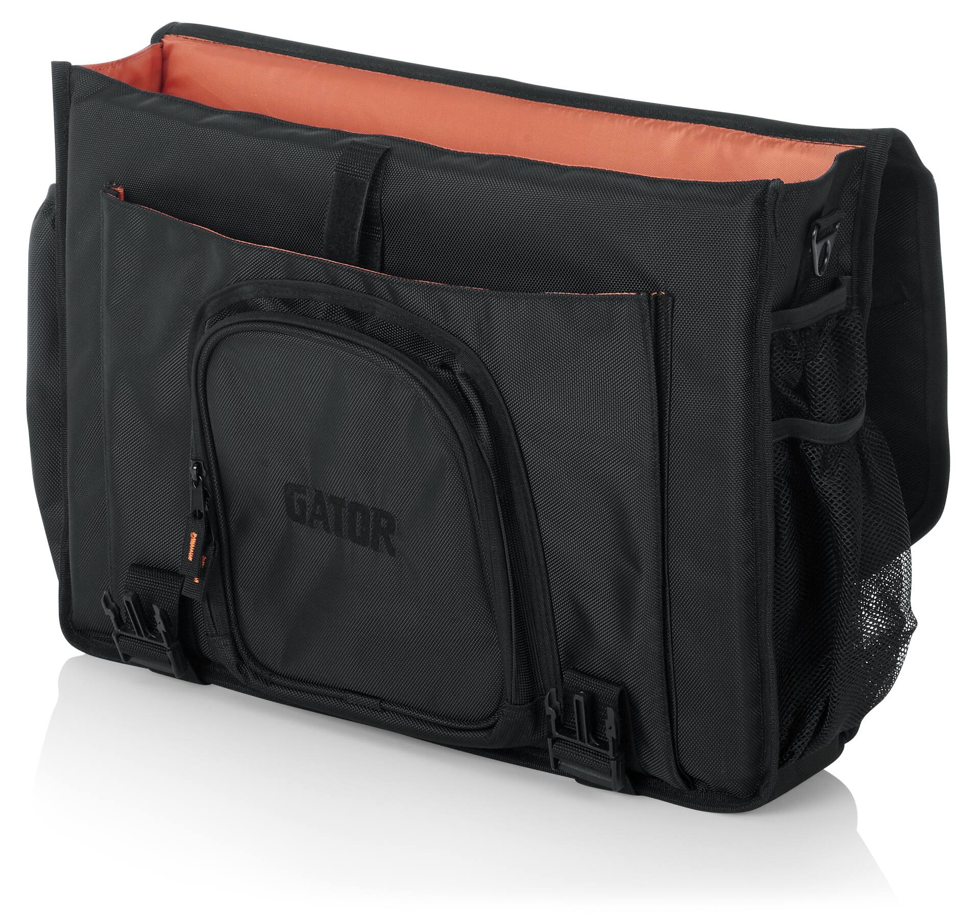 Back. Gator - Messenger Style DJ Controller Bag Fits Up to 19-Inch MIDI Controllers with Laptop and Headphone Storage.