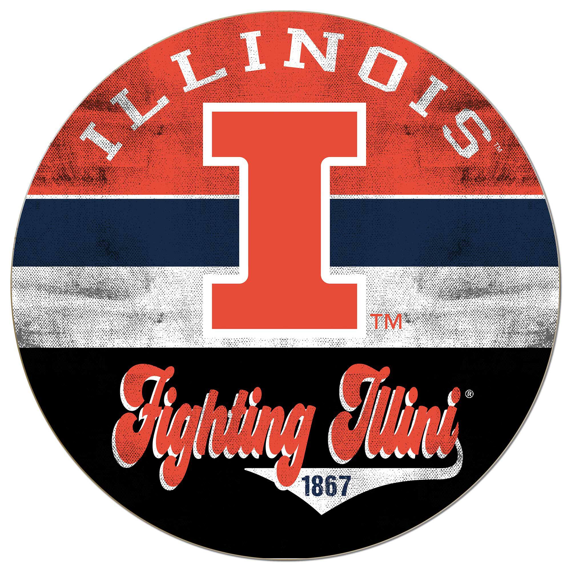 Illinois Fighting Illini 20'' x 20'' Retro Logo Circle Sign