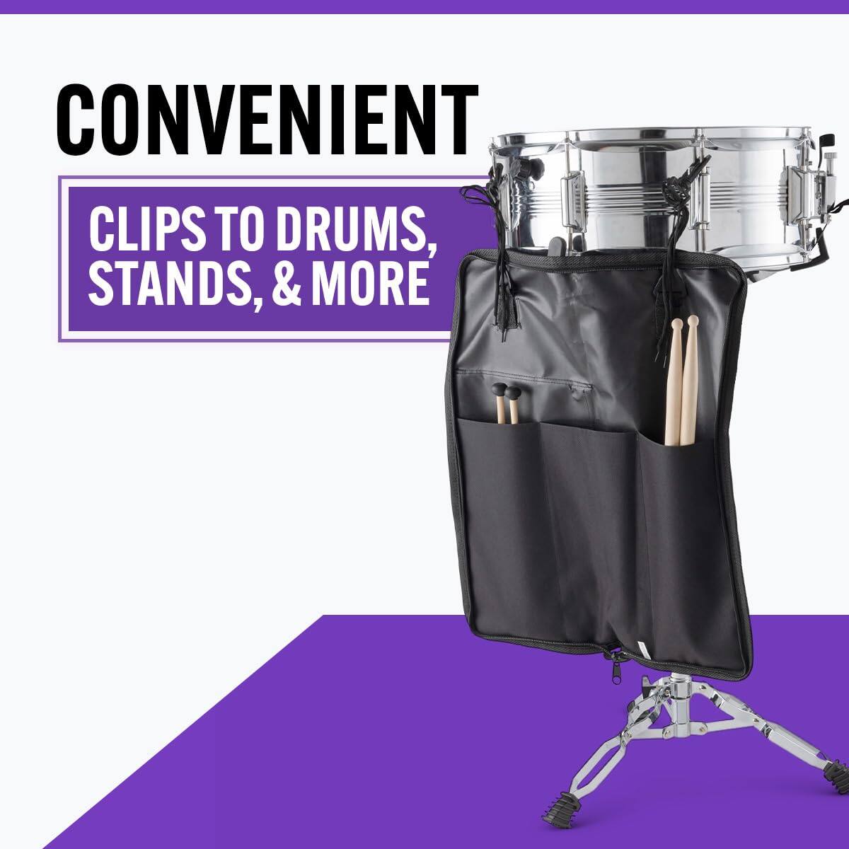 CONVENIENT  
CLIPS TO DRUMS, STANDS, & MORE