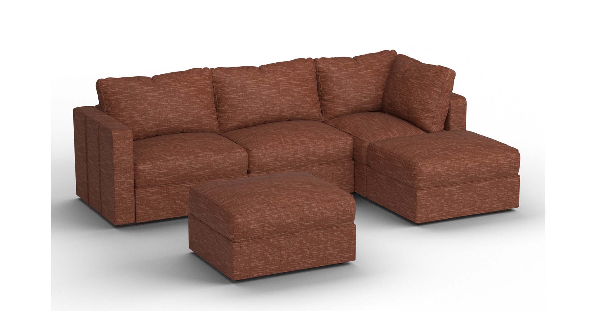 Front. Lovesac - 5 Seats + 5 Sides Terracotta Rained Chenille & Lovesoft - Terracotta.