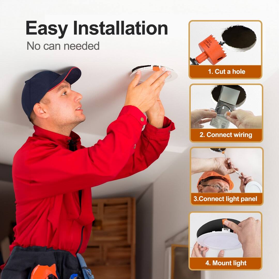 Easy Installation  
No can needed

1. Cut a hole
2. Connect wiring
3. Connect light panel
4. Mount light