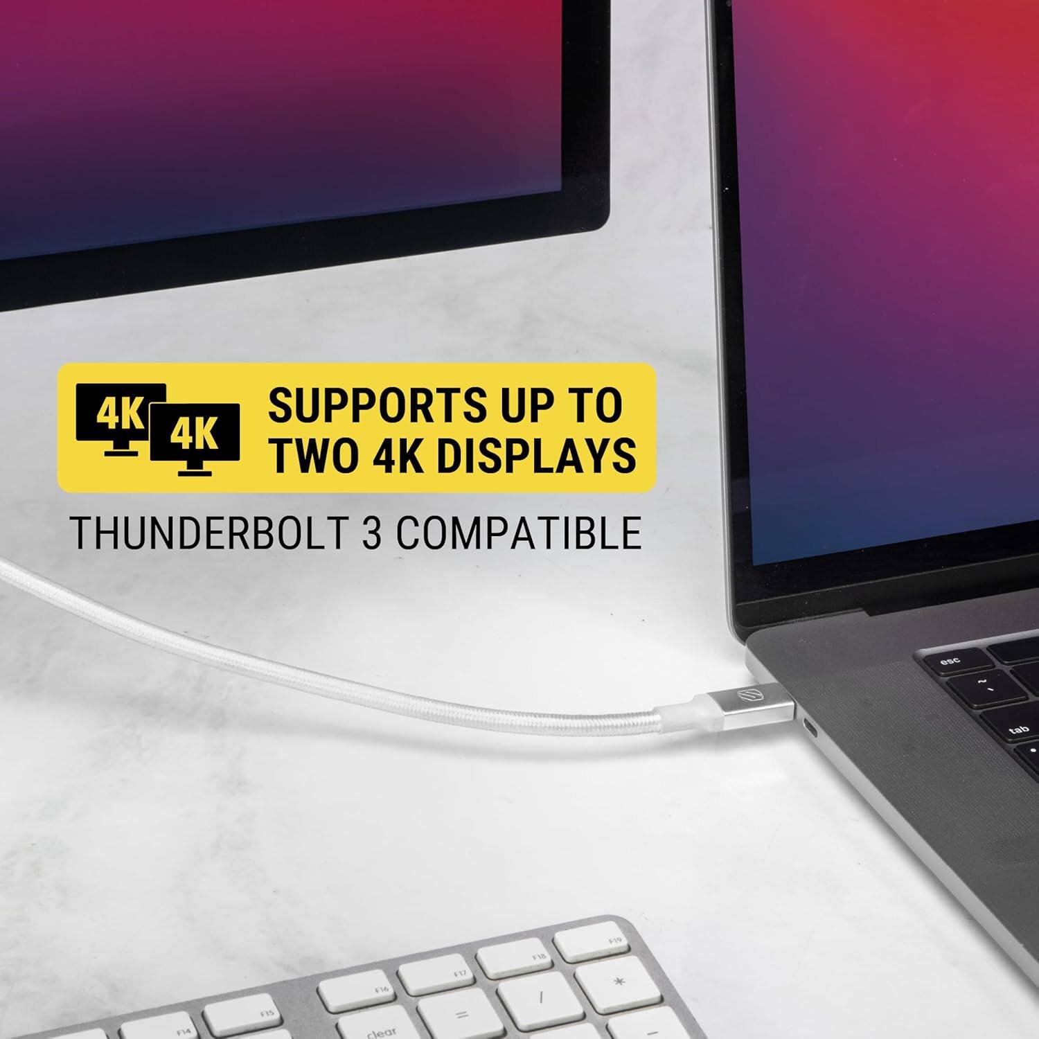 4K SUPPORTS UP TO TWO 4K DISPLAYS  
THUNDERBOLT 3 COMPATIBLE