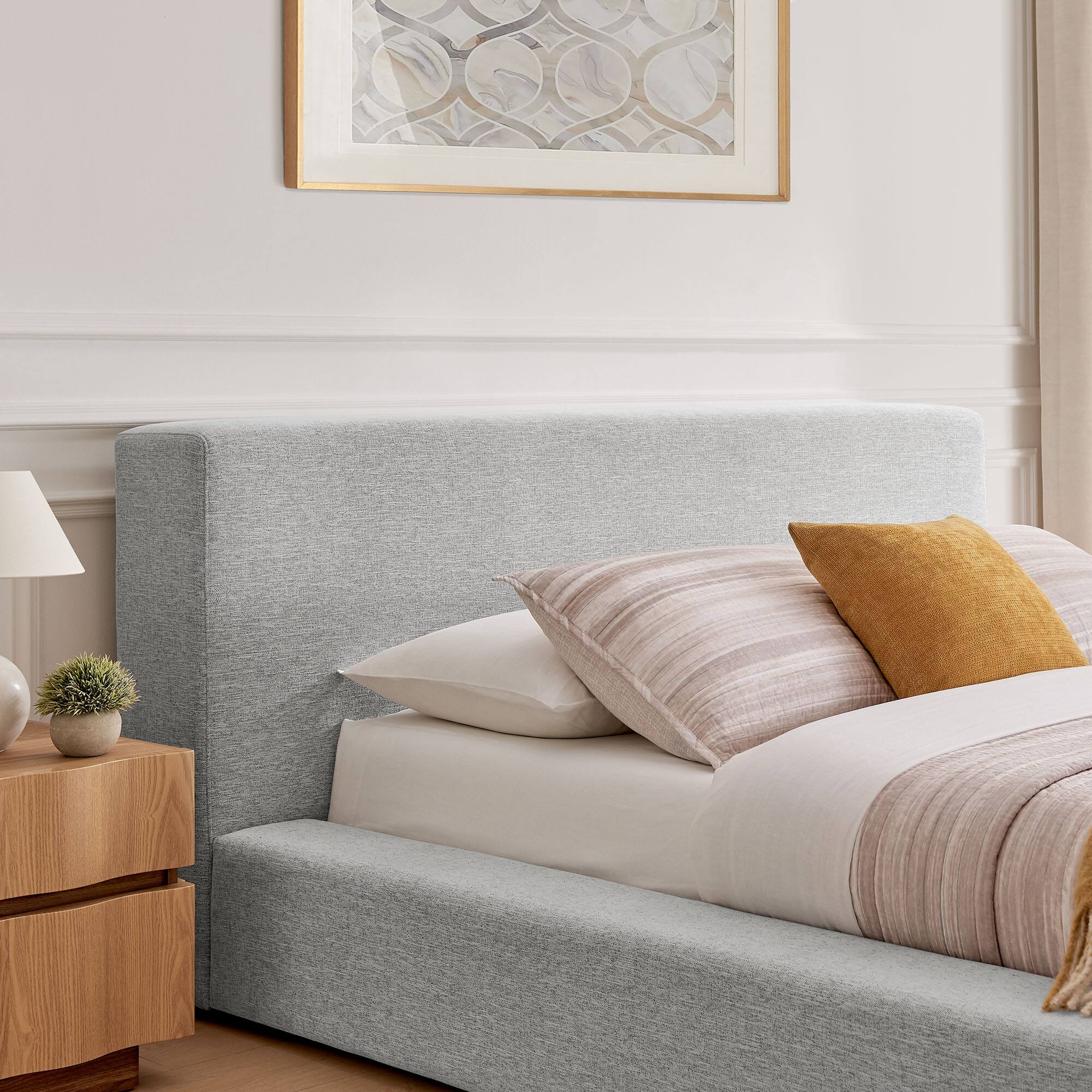 Alt View 9. Modway - Luma Chenille Upholstered King Platform Bed Frame by Modway - Light Gray Fabric.