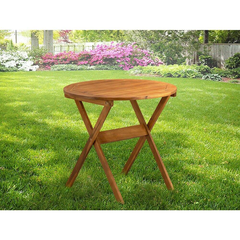 Alt View 4. East West Furniture - BMNTDNA Marion Round Table made of Acacia wood in Natural Oil finish - Natural Oil.