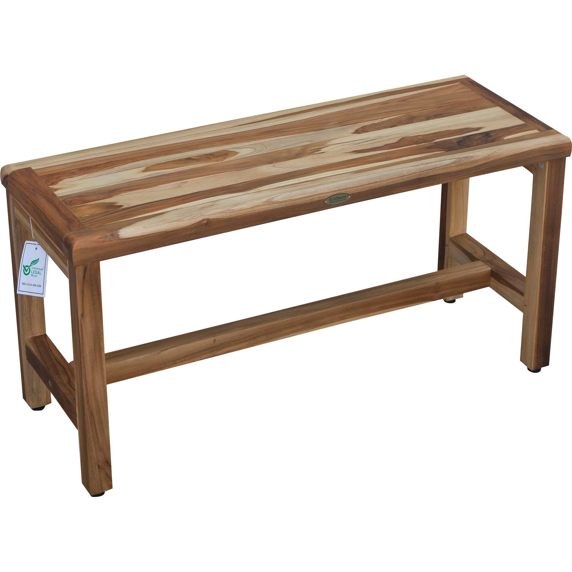 Angle. EcoDecors - EcoDecors EarthyTeak Classic 35" Teak Shower Bench - EarthyTeak.