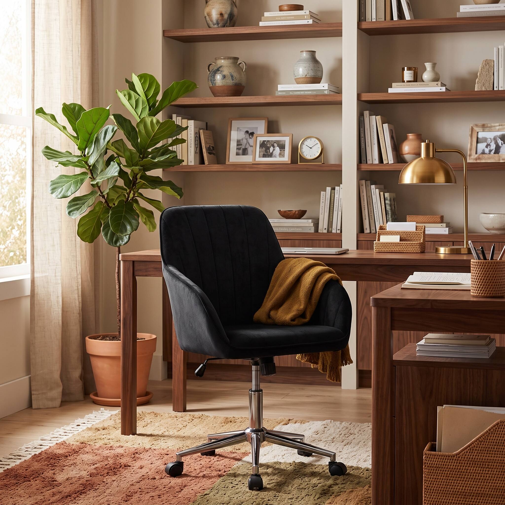 Alt View 9. Forest'nSky - Silver Metal Adjustable Office Chair with Ergonomic Swivel Chair, Backrest Seat,Black - Black.