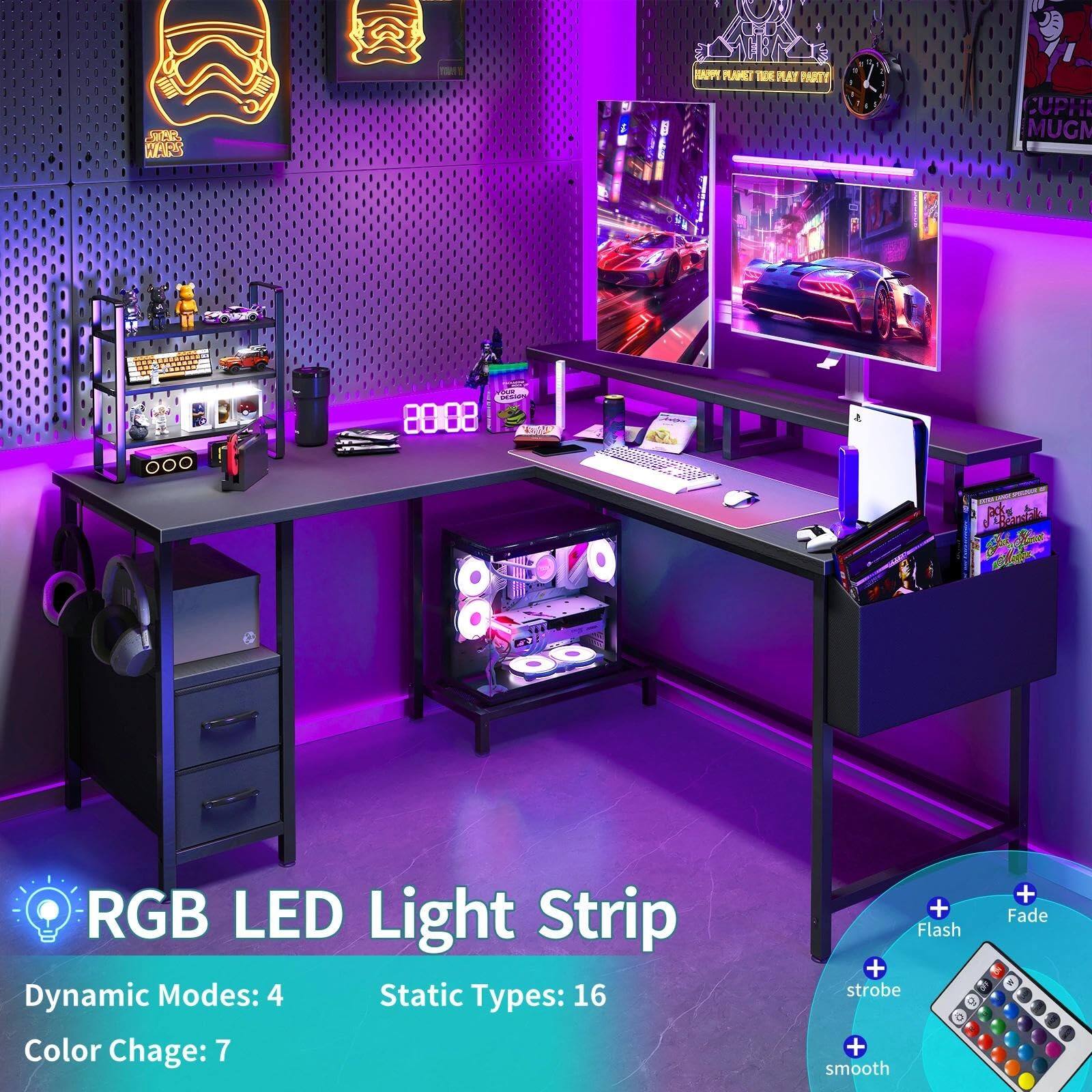 RGB LED Light Strip

Dynamic Modes: 4  
Static Types: 16  
Color Change: 7  

+ Flash  
+ Strobe  
+ Smooth  
+ Fade