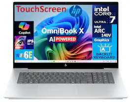 HP - OmniBook X Laptop (Ultra 7-256V, 16GB, 1TB PCIe SSD, 17.3 Touch FHD (1920x1080), Intel Arc 140V, Win 11 Home) - Glacier Silver