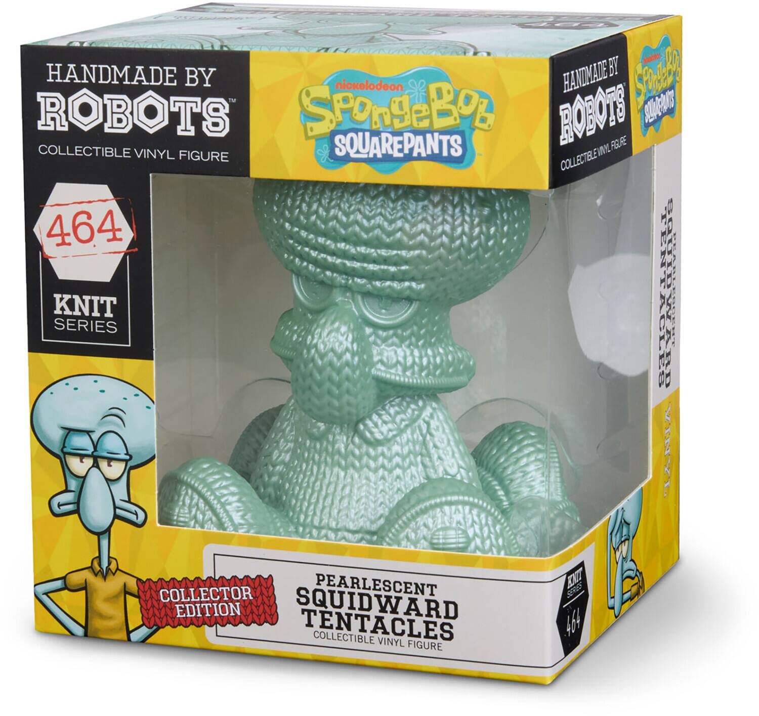HANDMADE BY ROBOTS  
SPONGEBOB SQUAREPANTS  
COLLECTIBLE VINYL FIGURE  
464 KNIT SERIES  
PEARLESCENT SQUIDWARD TENTACLES  
COLLECTOR EDITION  
VINYL FIGURE