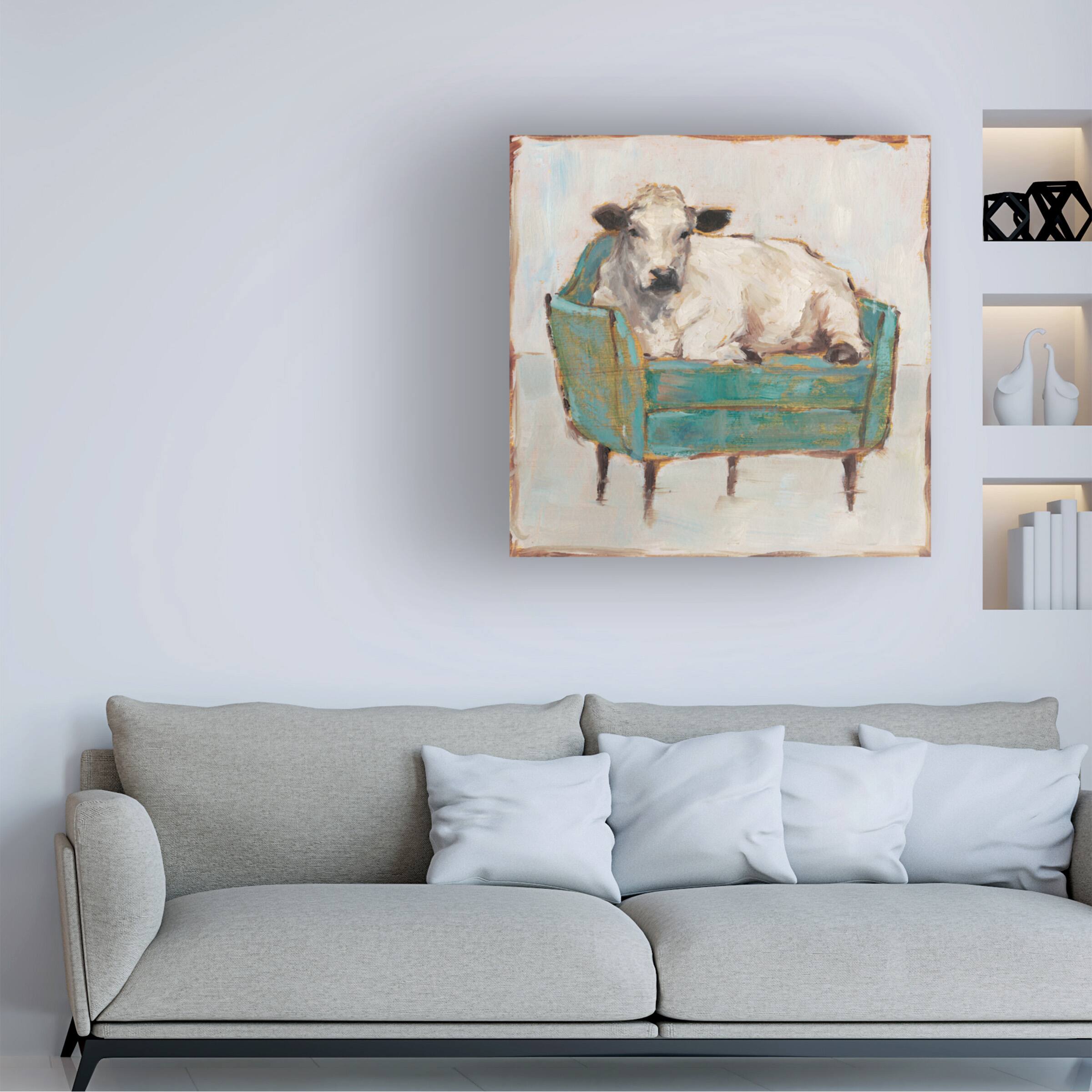 Angle. Trademark Fine Art - Ethan Harper 'Moo-ving In I' Canvas Art - Multicolor.