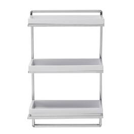 Danya B - Wall Mount 3-Tier White and Chrome Bathroom Shelf with Towel Bar and Removable Trays - Chrome, White