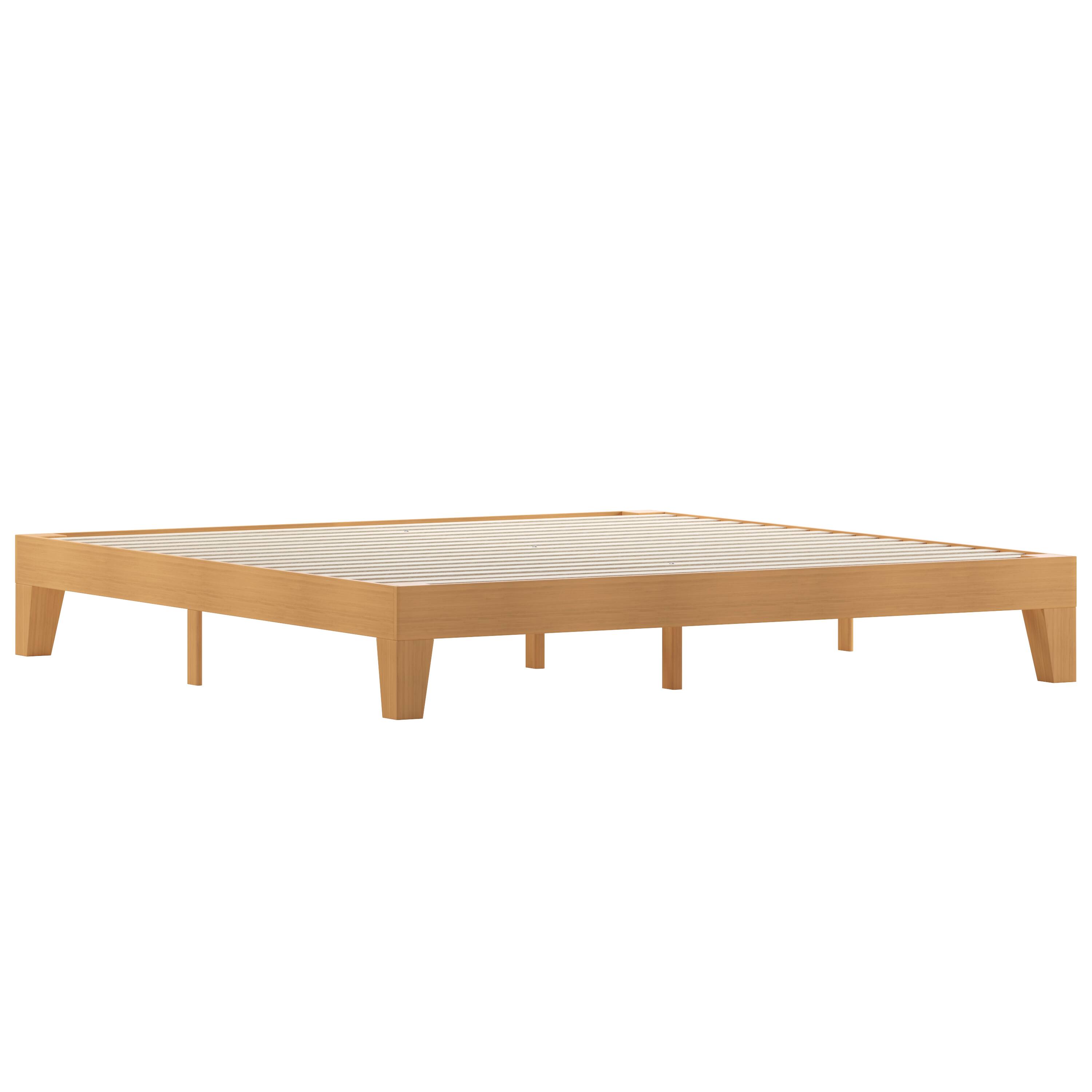 Alt View 1. Emma + Oliver - Avila Wooden Platform Bed with Wooden Support Slats; No Box Spring or Foundation Required - Natural.
