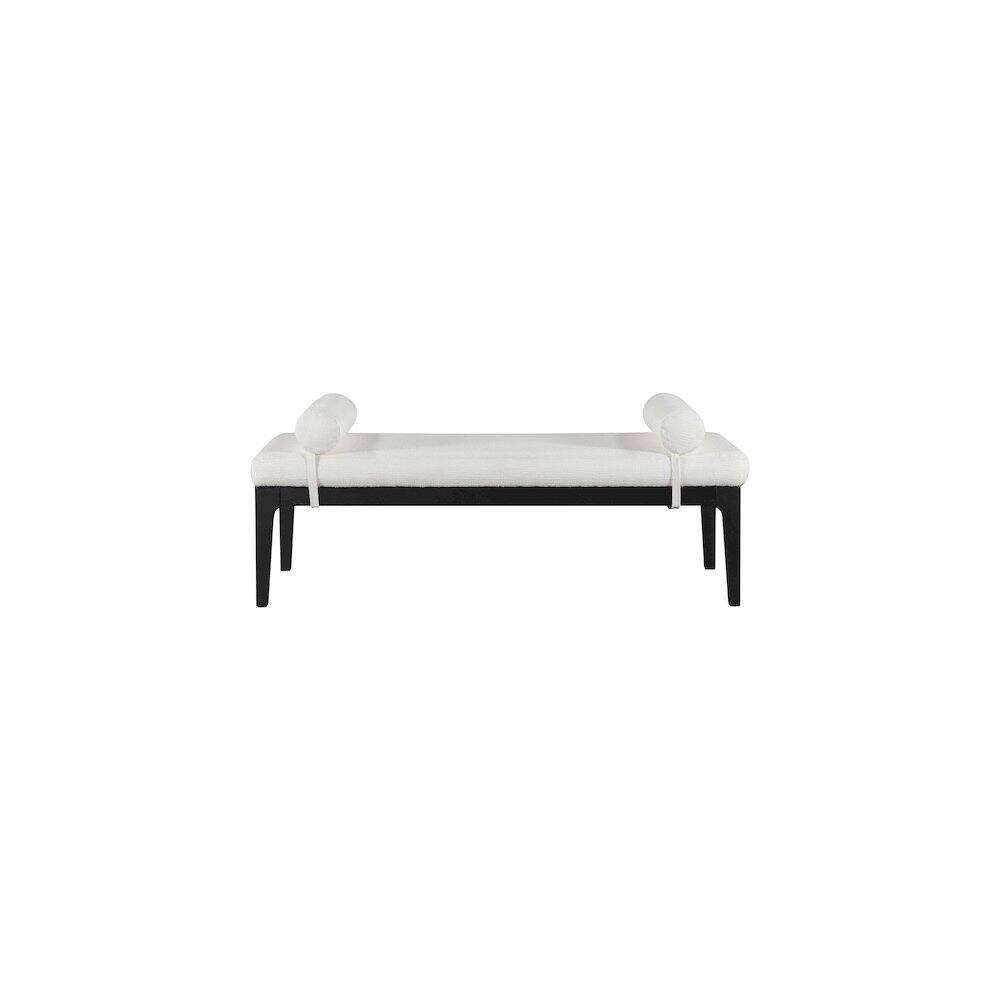 Alt View 2. Meridian Furniture - Priscilla Cream Linen Textured Fabric Bench - Beige.