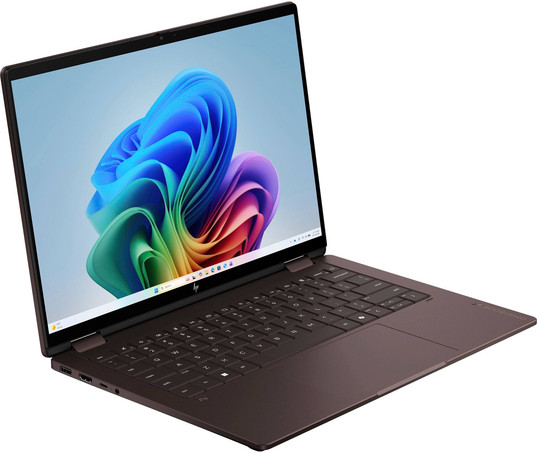 Alt View 4. HP - OmniBook X Flip 2-in-1 - 14" 2K Touchscreen Laptop - AMD Ryzen AI 5 (2026) - 16GB Memory - 512GB SSD - Copilot+ PC - Deep Espresso.