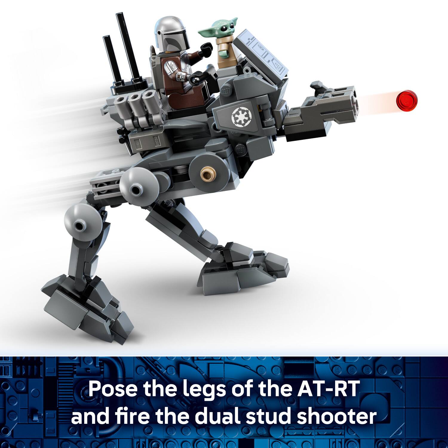 Pose the legs of the AT-RT and fire the dual stud shooter