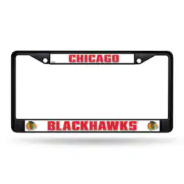 Rico Industries - Chicago Blackhawks NHL Black Metal License Plate Frame - Multi