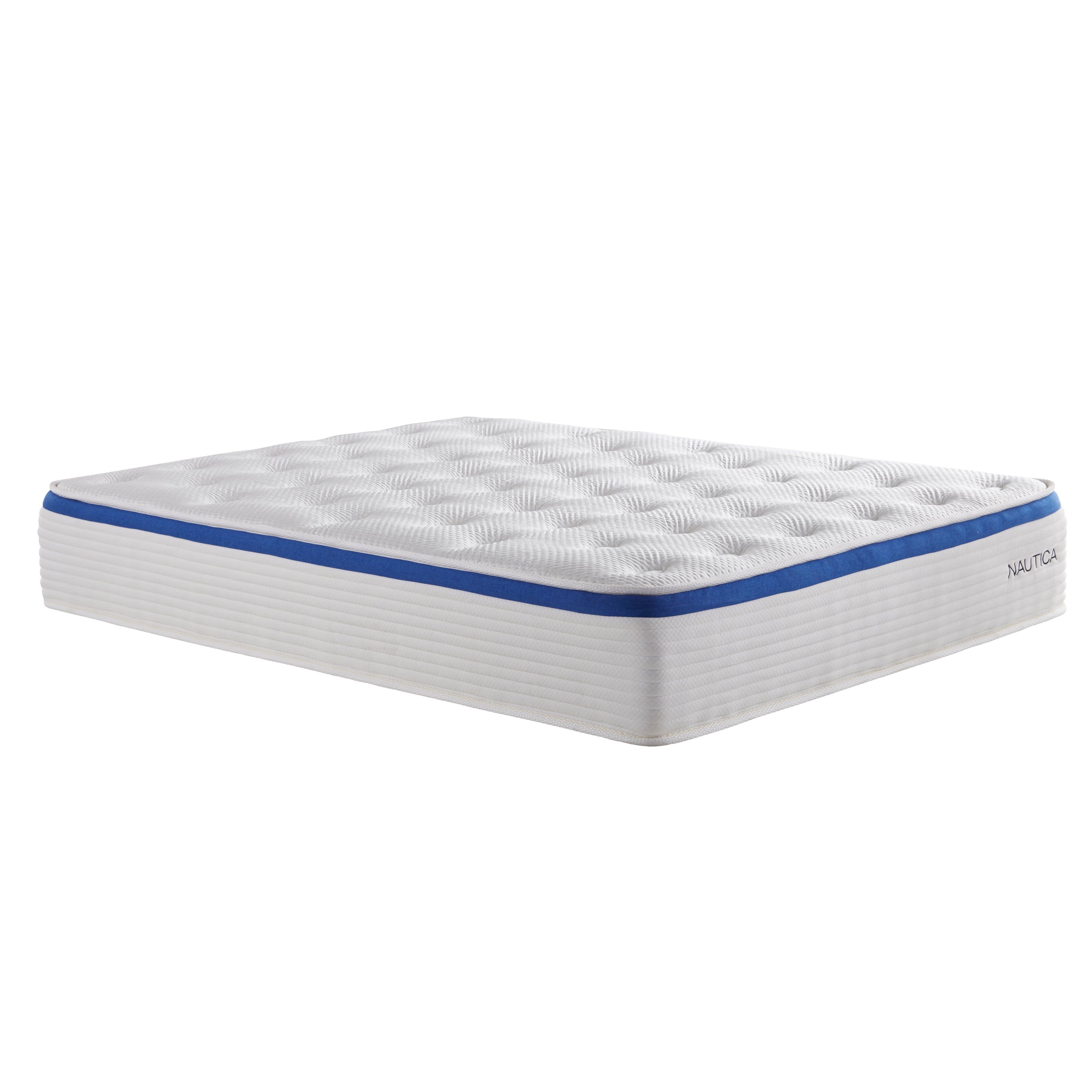 Nautica - 12" Renew Hybrid Mattress - WHITE/BLUE