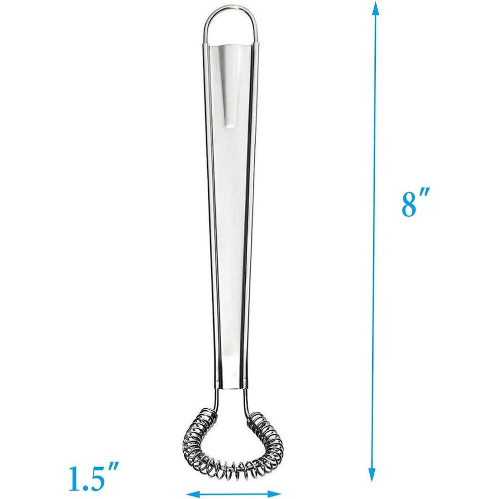 Angle. RTMB - Stainless Steel Mini Egg Whisk & Handheld Milk Frother Mixer - Silver.