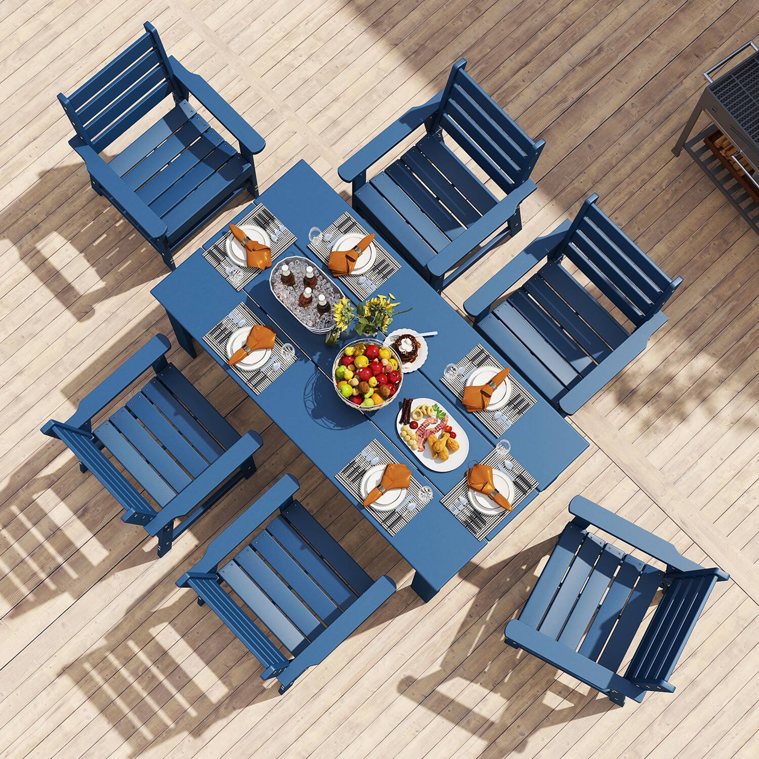 Alt View 2. FODINGHILL - 2-Piece Outdoor dining Chair, Premium HDPE Patio Chair with Armrests, All-Weather Comfort for Backyard, Deck & Poolside - Blue.