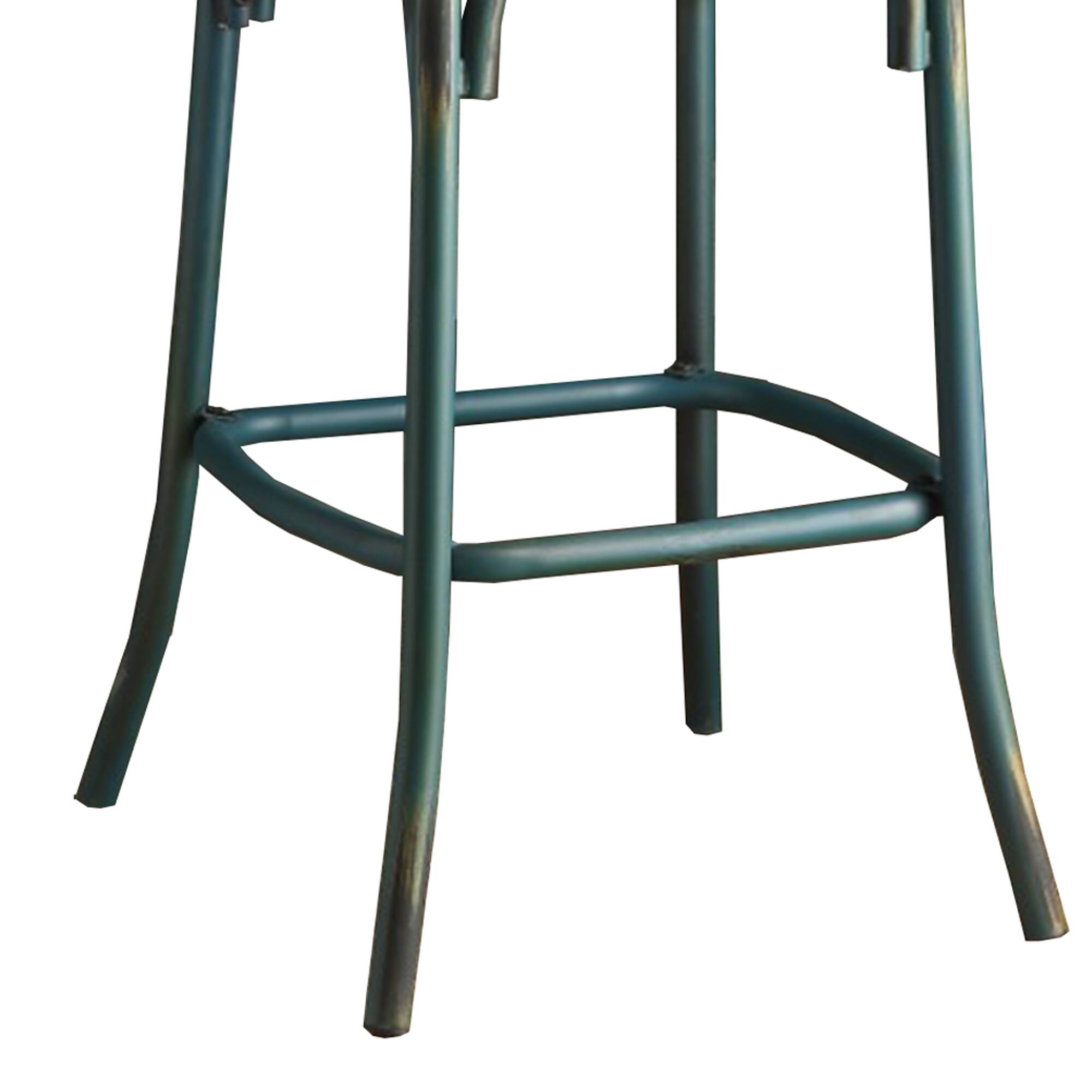 Alt View 3. Manhattan Lane - Wood & metal Bar Height Chair with X Style Panel back - Antique Sky Blue.