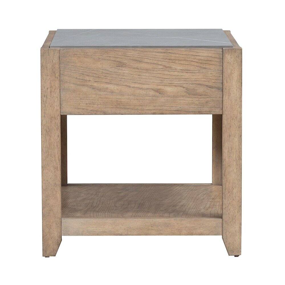 Back. Liberty Furniture Industries - Millstone End Table with Unique Tile Top for Living Room - Nutmeg Oak Wood - Nutmeg.