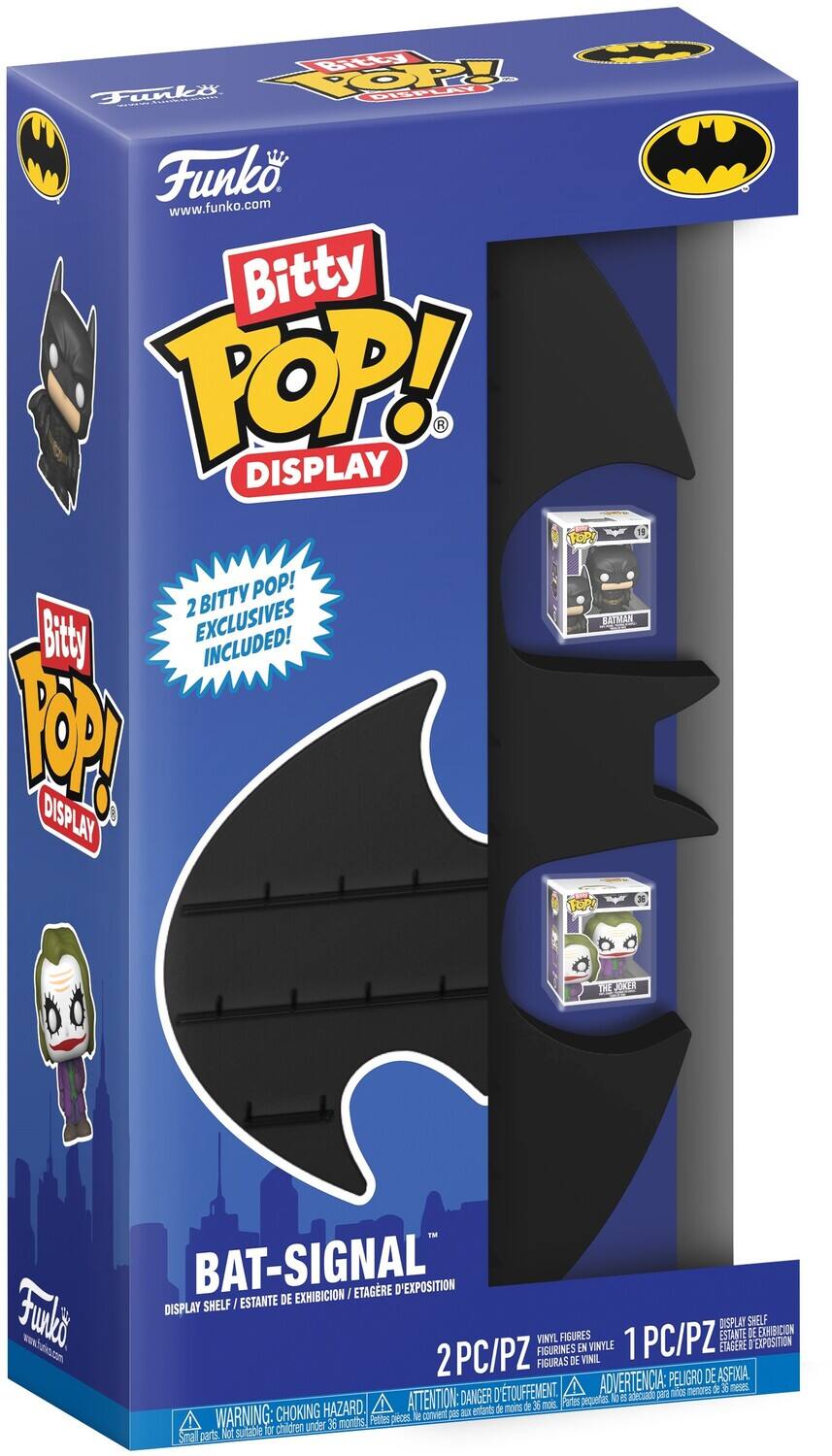 Bitty Funki POP! DISPLAY, Funk www.funko.com, Bitty POP! DISPLAY, 19 FOP, BITTY POP! 2, Bitty EXCLUSIVES RATMAN INCLUDED!, KOP DISPLAY FOR THE ARTE BAT-SIGNAL, ETAGERE D'EXPOSITION, ESTANTE DE EXHIBICION, DISPLAY SHELF Fwli FIGURINES VINYL FIGURES EN VINYLE, 1 PC/PZ, ETAGERE DISPLAY ESTANTE SHELF I DE EXPOSITION EXHIBICION, 2 PC/PZ FIGURAS DE VINIL DE ASFIXIA, A ADVERTENCIA: PELIGRO 36 meses D'TOUFFEMENT, mios menores e DANGER N, adecuado o CHOKING HAZARD, ATTENTION: entants d mons de 36 nos, Partes pequas WARNING: le convient pOS a 36 months!, Pettes pieces Not suitable fr childrenunder Small parts,