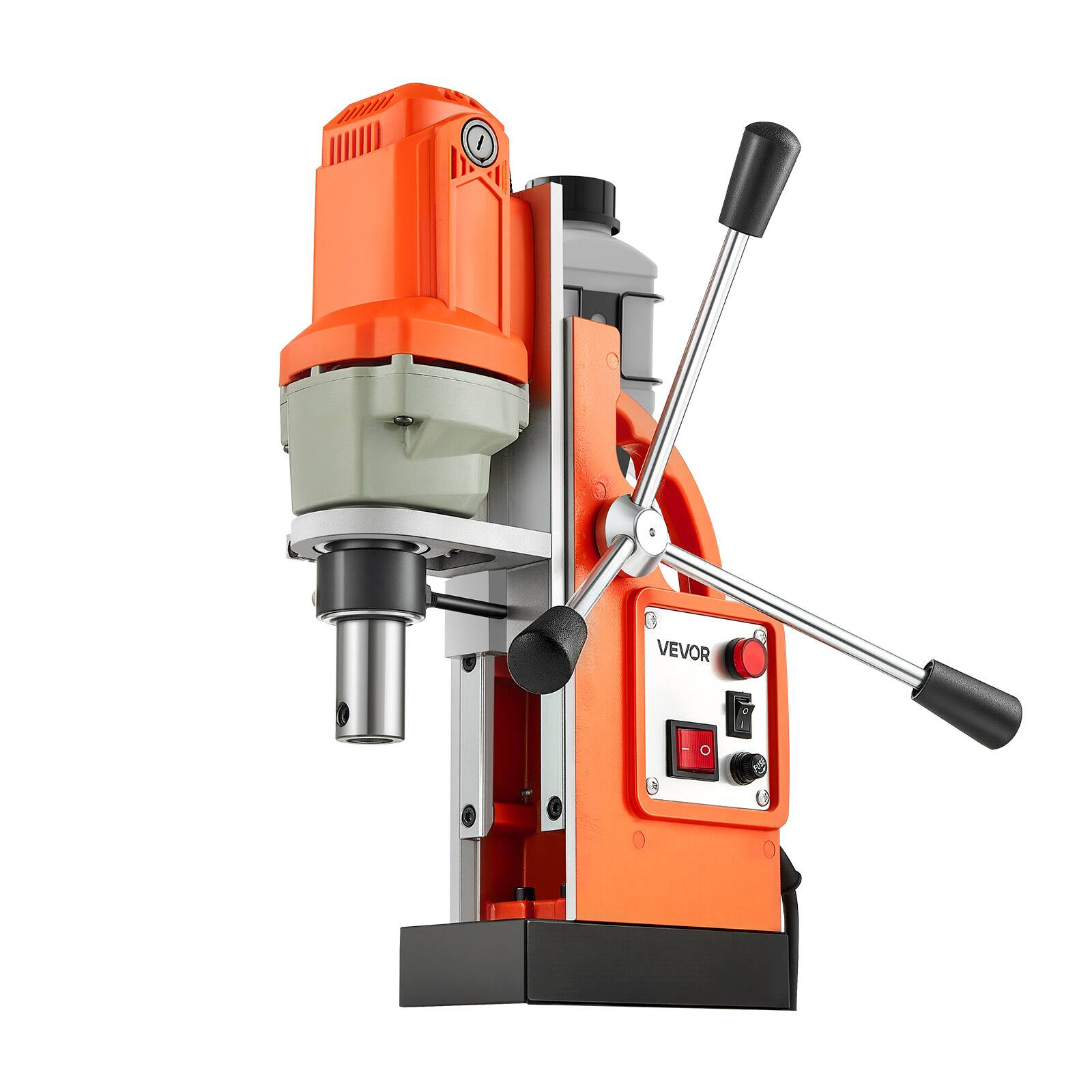 Alt View 5. VEVOR - Magnetic Drill Press, 1200 W, 1.5 in Boring Diameter, 2248 lbf Power Mag Drill Press, 900 RPM Speed, with Weldon Shank - Orange;Black.