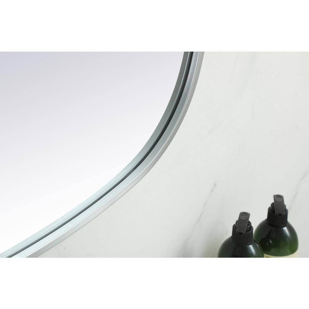 Alt View 2. Elegant Decor - Metal Frame Oval Mirror 24x60 Inch in Silver - Silver.