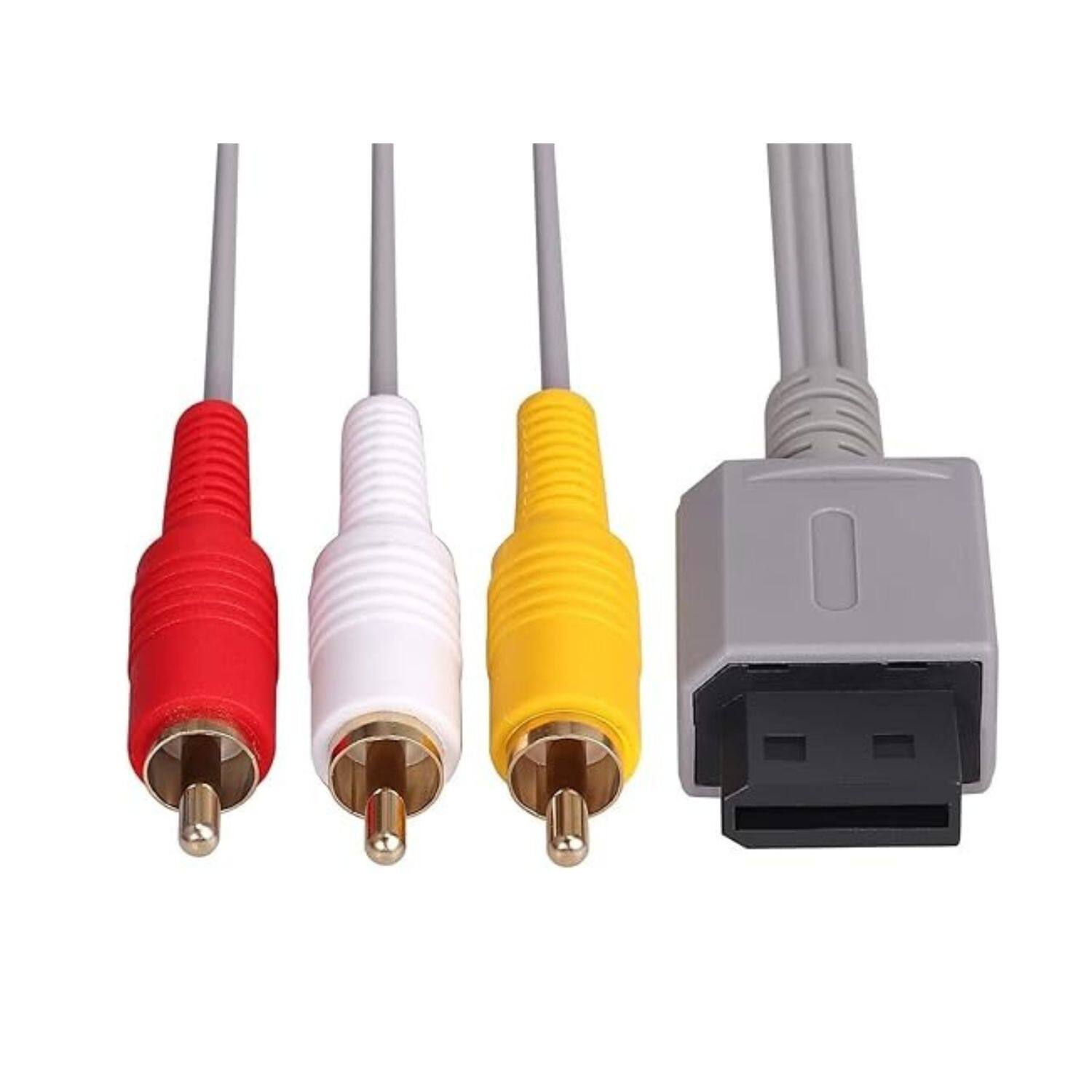 Left. Stock Preferred - 6FT AV Composite RCA Cable - Black cable with red, white, and yellow RCA.